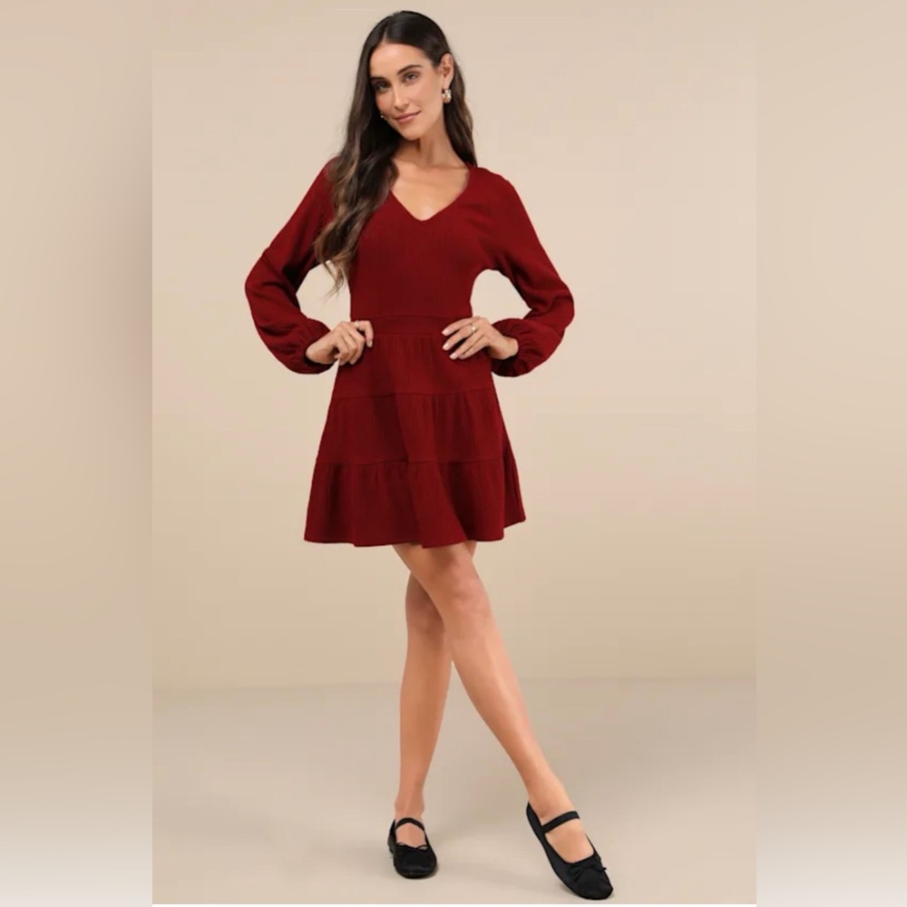 NWT Lulu's Red Wine Mini Sweater Dress (S)